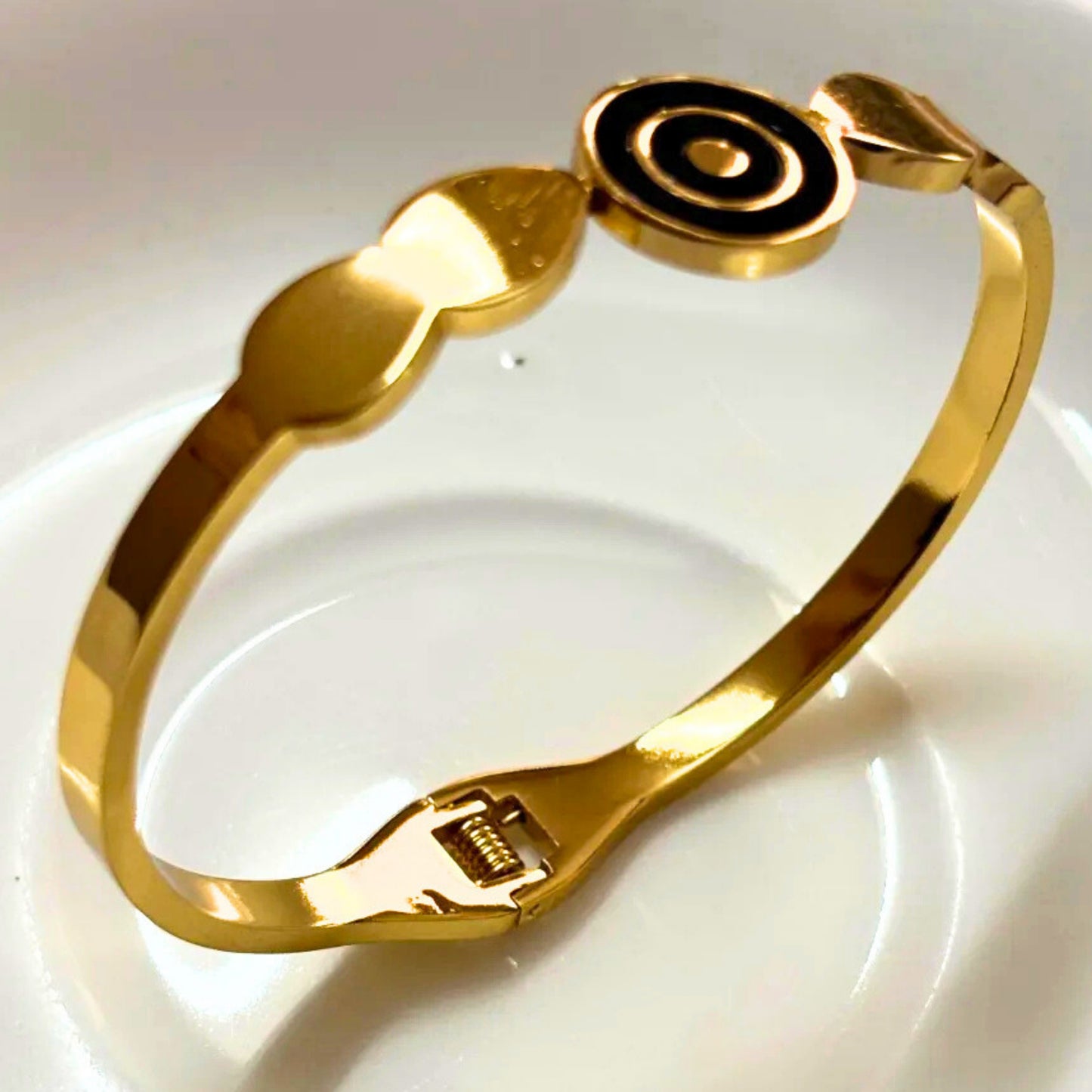 Premium Gold Plated Kada Bracelet for Women – Black Enamel Designer Kada