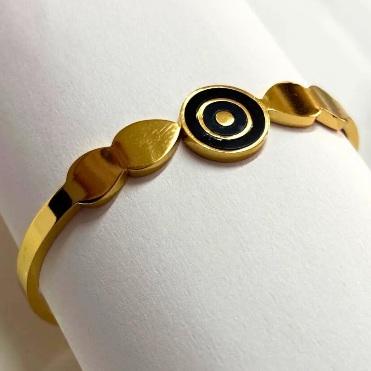 Premium Gold Plated Kada Bracelet for Women – Black Enamel Designer Kada