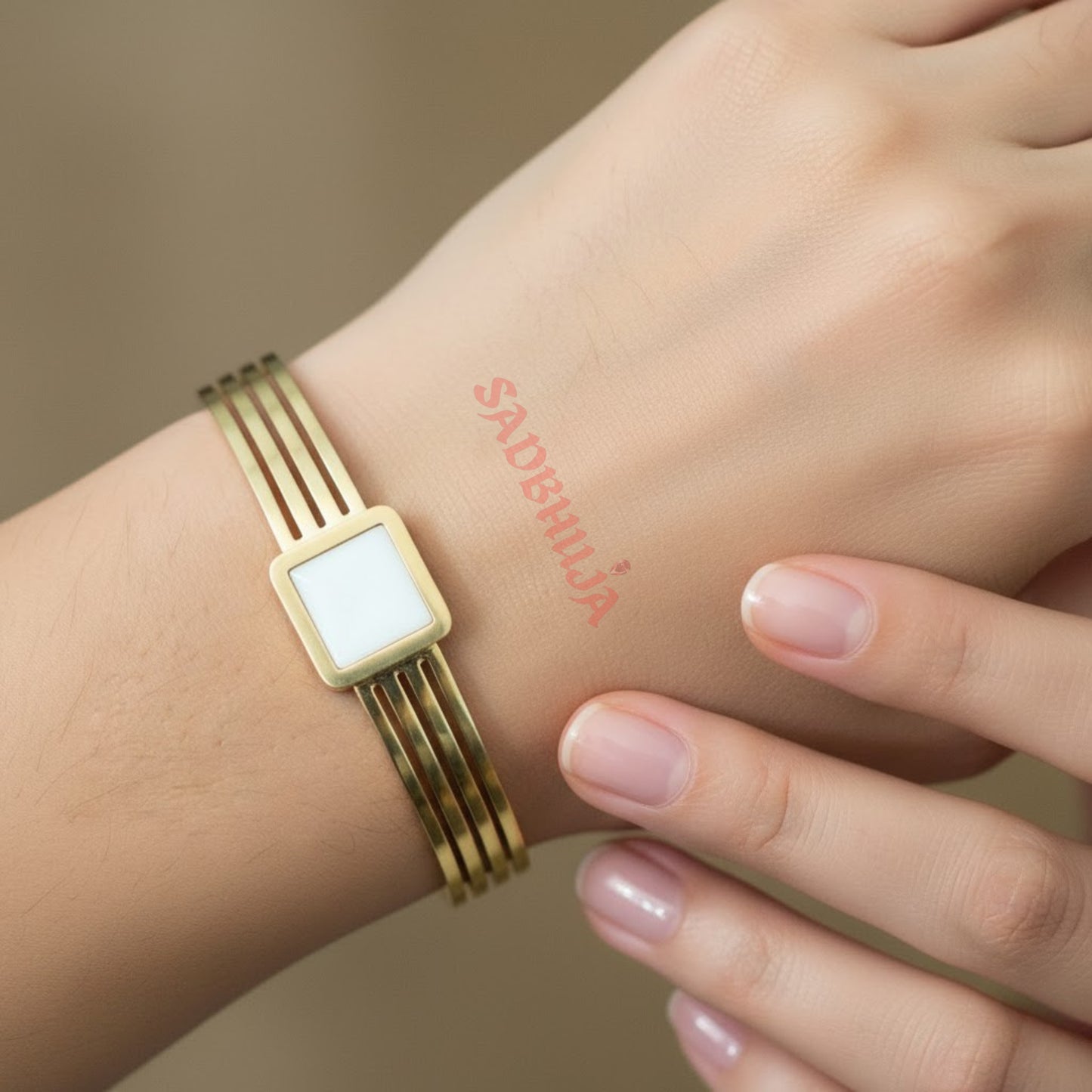 Elegant Gold Square Stone Bracelet