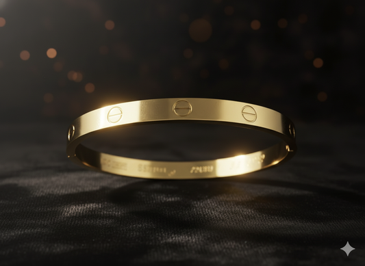 Gold-Tone Love Screw Bangle for Women – Elegant & Anti-Tarnish