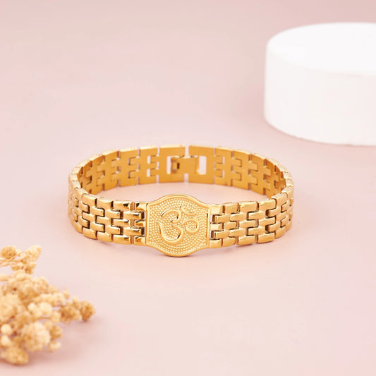 Premium Om Gold Bracelet For Men