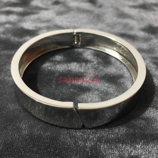Unisex Silver Geometric Hinged Bracelet | Stainless Steel Modern Cuff