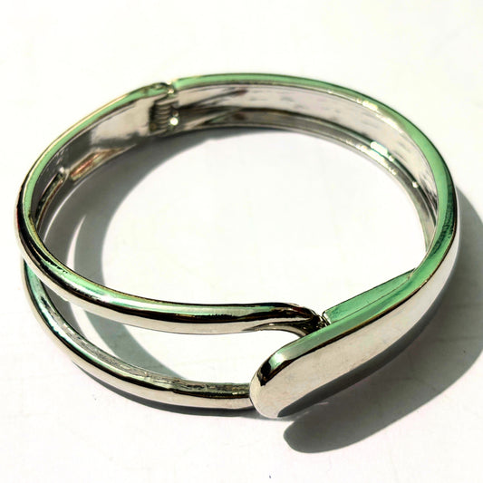 Elegant Silver Plated Open Cuff Bracelet for Women | Minimalist Stainless Steel Bangle