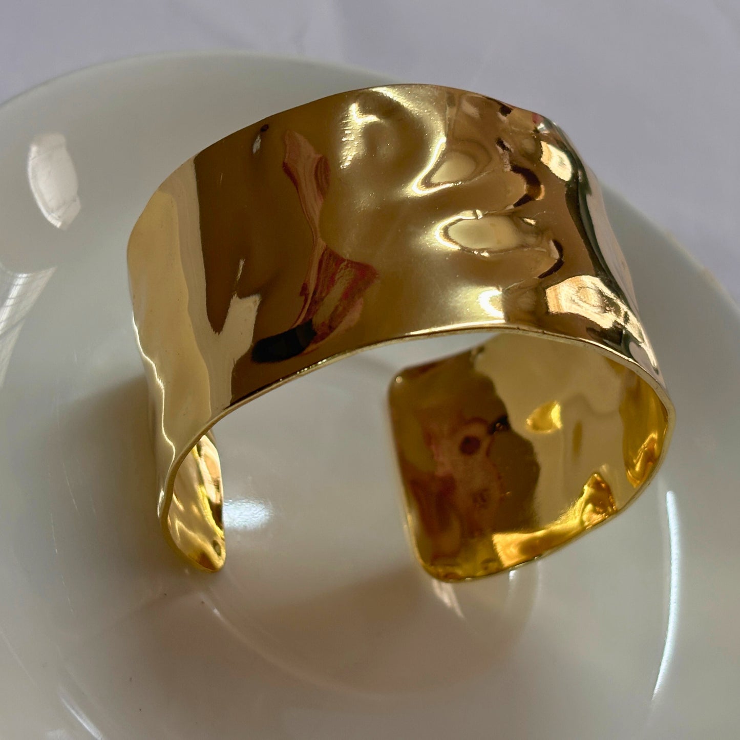 Bold Hammered Gold Cuff Bracelet for Women – Statement Designer Jewellery | Anti-Tarnish
