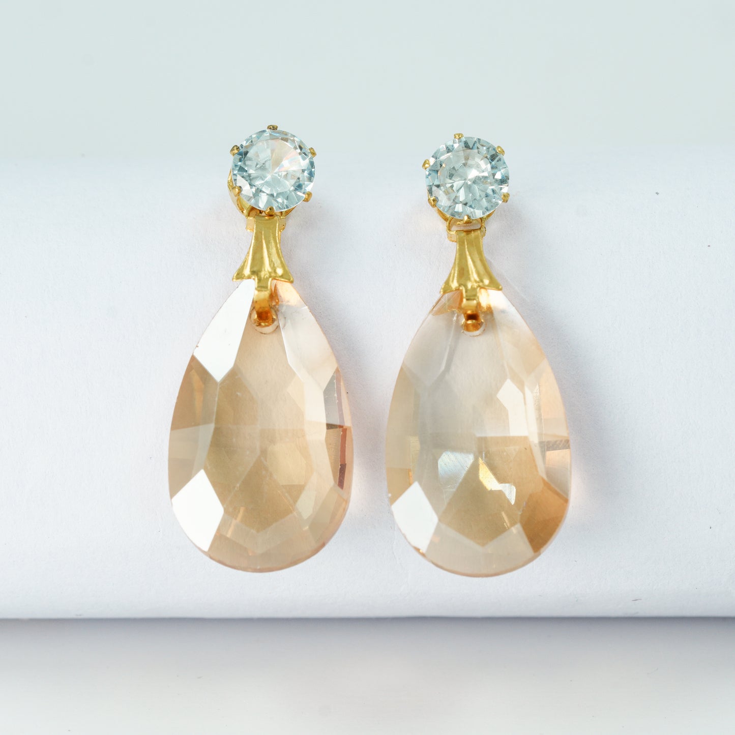 Crystal Teardrop Gold-Plated Earrings for Women