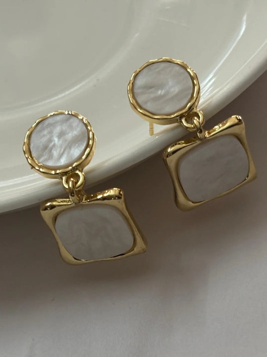 Geometric Pearl Earrings for Women | Anti-Tarnish Gold Finish