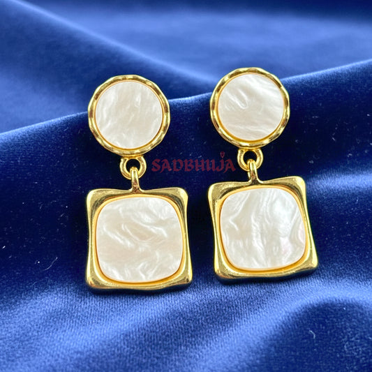 Geometric Pearl Earrings for Women | Anti-Tarnish Gold Finish