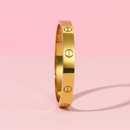 Gold-Tone Love Screw Bangle for Women – Elegant & Anti-Tarnish