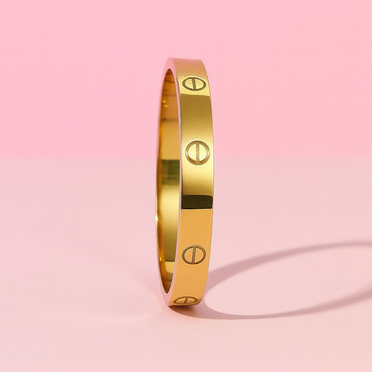 Gold-Tone Love Screw Bangle for Women – Elegant & Anti-Tarnish
