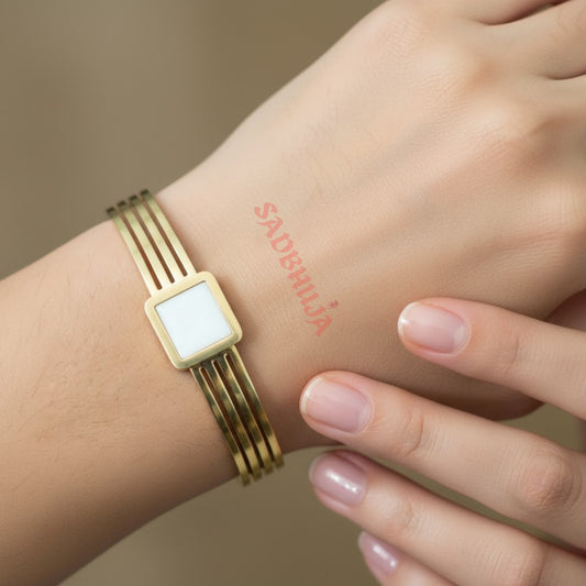 Elegant Gold Square Stone Bracelet