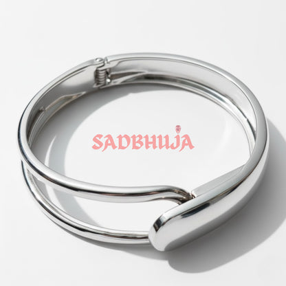 Elegant Silver Plated Open Cuff Bracelet for Women | Minimalist Stainless Steel Bangle