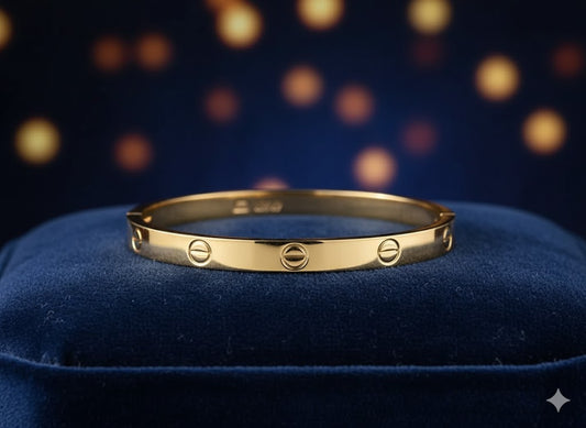 Gold-Tone Love Screw Bangle for Women – Elegant & Anti-Tarnish