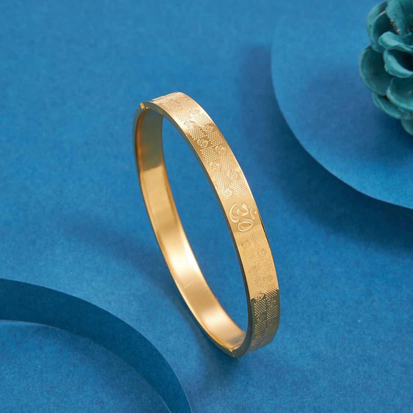 Om Carving Premium Gold Bracelet For Men