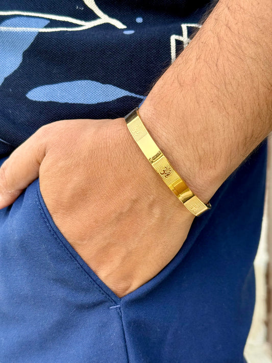 Om Carving Premium Gold Bracelet For Men