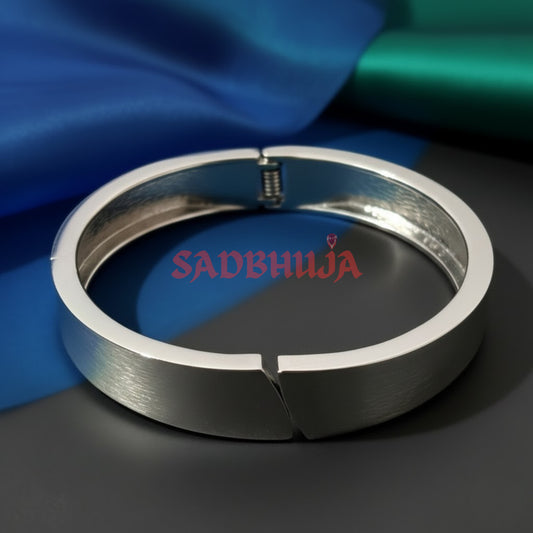 Unisex Silver Geometric Hinged Bracelet | Stainless Steel Modern Cuff